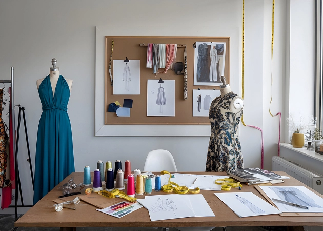 Draping on mannequin in studio