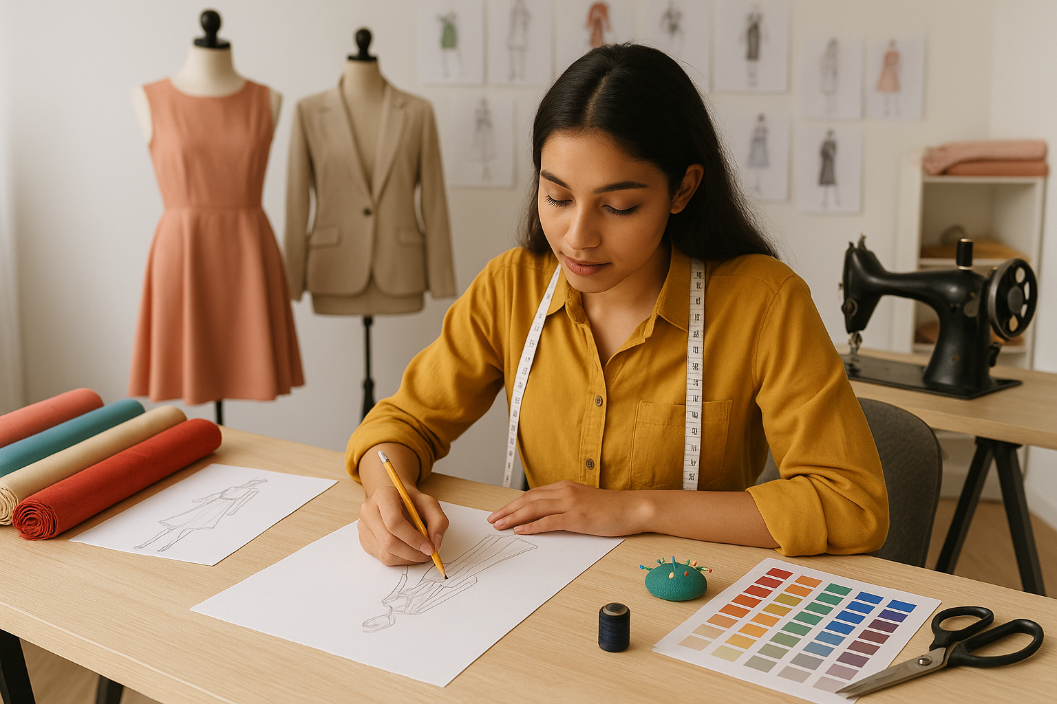 A Girl doing Fashion Designing Courses After 12th